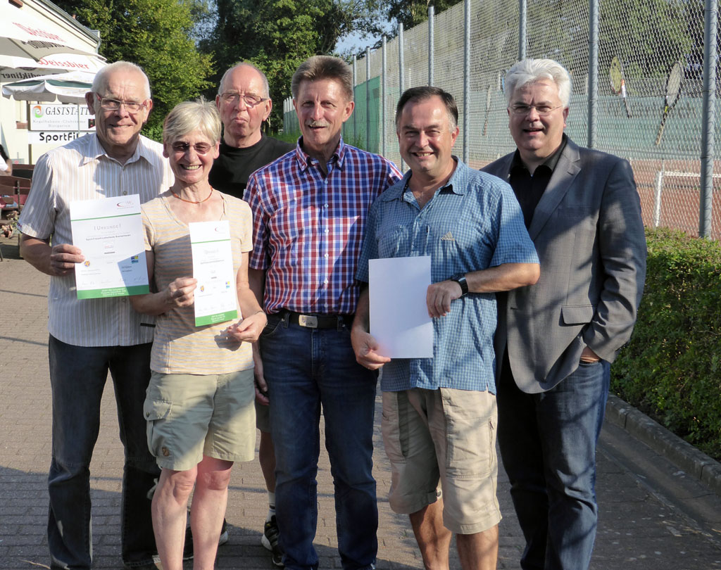 Uwe Engelbarth, Elisabeth Lehfeldt, Günter Niehaus, Peter Skusa, Thomas Bartling, Frank Schildt SFL Uebergabe Lizenzen Juli 2014