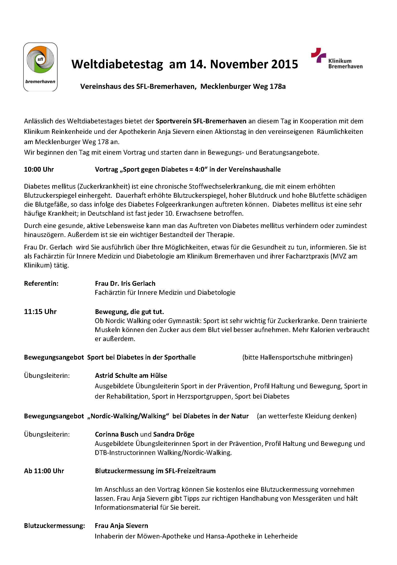 SFL Weltdiabetestag