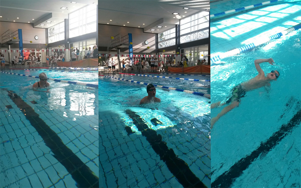 Auf dem Foto: v. l. n. r. Evelina Wilhelm, Markus Wilhelm und Yaneck Brüns SFL Schwimmen Otterndorf