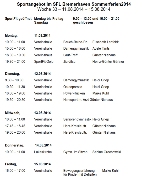SFL Trainingszeiten 1108